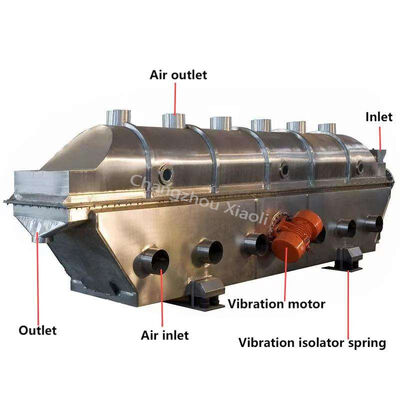 Secador vibrante inoxidable de lecho fluidizado para materiales granulares frágiles e irregulares